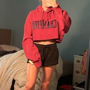 Champion Raw Hem Cropped Hoodie